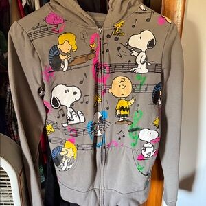 Peanuts Juniors zip-up Hoodie - Gray with Musical Characters